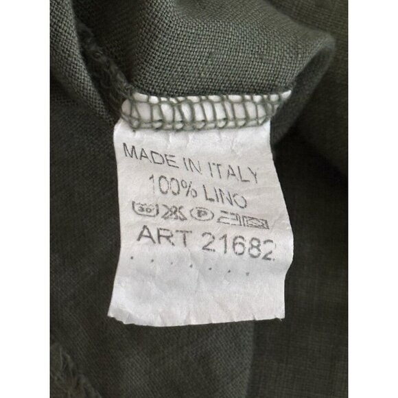 Gigi Moda Olive Green 100% Linen Top Button Accent Made In Italy One Size - Picture 5 of 7